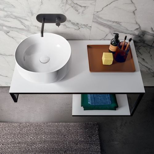 Раковина из сантехнического фарфора Kerasan Nolita 534401 40х40 накладная цвет белый без отверстий под смеситель