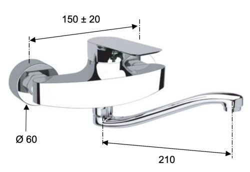 Смеситель для кухни Remer Infinity I41S настенный хром - фото 2