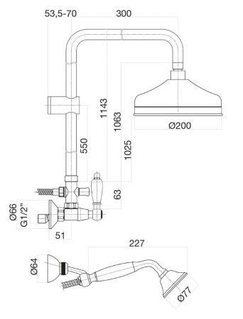 Душевая стойка Fiore 02CO0620 настенная цвет хром/золото