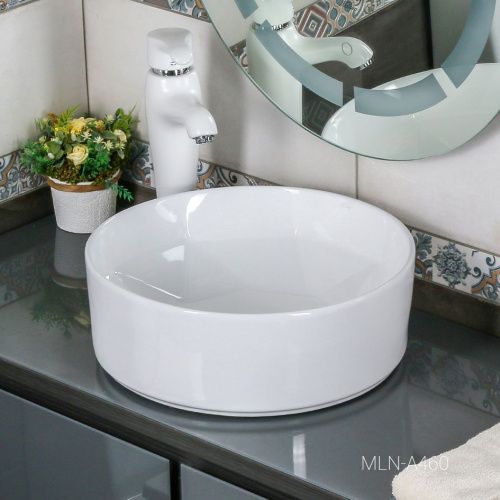 Раковина из сантехнического фарфора Melana A460-803 40х40 накладная цвет белый без отверстий под смеситель - фото 4