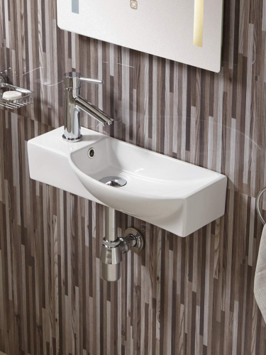 Раковина из сантехнического фаянса WeltWasser WW SK 10000008690 50х20 подвесная цвет белый 1 отверстие под смеситель - фото 2