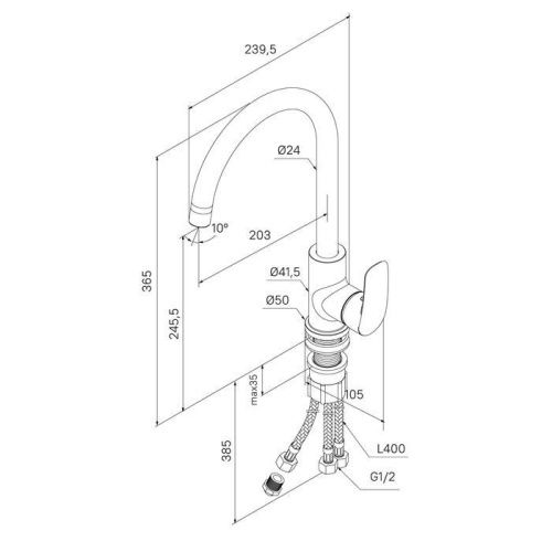 Смеситель для кухни Milardo Rora RORBLFJM05 на мойку черный - фото 4