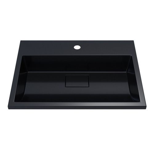 Раковина из искусственного камня Uperwood Barsa 3939193461 60х50 полувстраиваемая цвет черный - фото 5