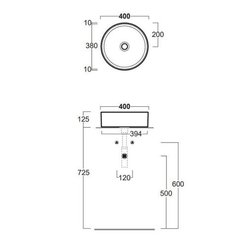 Раковина из сантехнического фаянса Simas Folio FO01bi 40х40 накладная цвет белый без отверстий под смеситель - фото 2