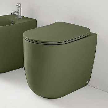 Чаша унитаза приставная Kerasan Nolita 531811 цвет зеленый без сиденья безободковая каскадный смыв