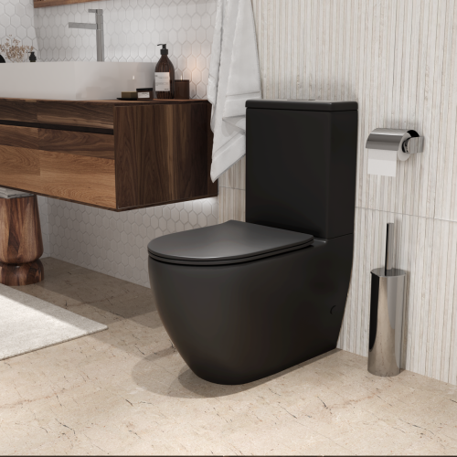 Унитаз напольный с бачком Grossman Торнадо GR-4446BMSQ черный с сиденьем безободковый смыв торнадо - фото 5