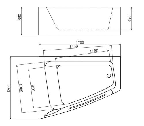 Ванна акриловая гидромассажная Gemy G9056 K L 170х130 пристенная асимметричная с каркасом - фото 4