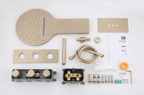 Душевая система Abber AF8151G встраиваемая в стену цвет золото с термостатом - фото 3