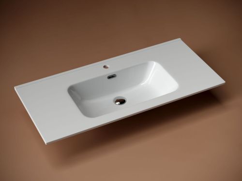 Раковина из сантехнического фарфора Ceramica Nova ELEMENT CN7003 100х50 накладная цвет белый 1 отверстие под смеситель - фото 3