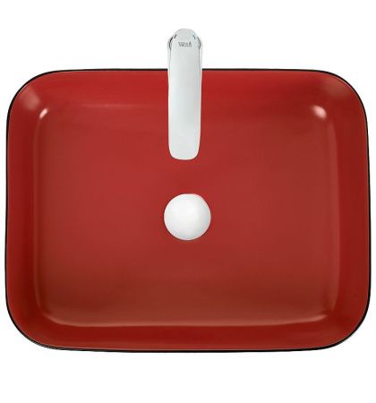 Раковина из сантехнического фаянса WeltWasser WW SK 10000004537 50х40 накладная цвет черный/красный без отверстий под смеситель