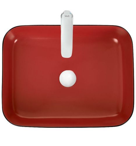 Раковина из сантехнического фаянса WeltWasser WW SK 10000004537 50х40 накладная цвет черный/красный без отверстий под смеситель - фото 2