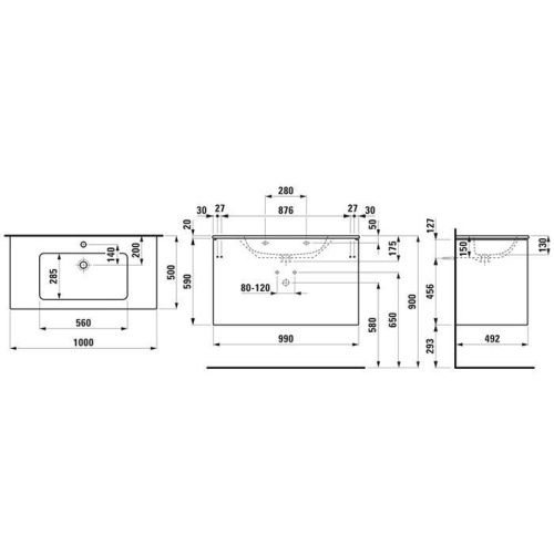 Тумба с раковиной Laufen Pro 8.6496.2.260.104.1 100х50 подвесная цвет белый - фото 2
