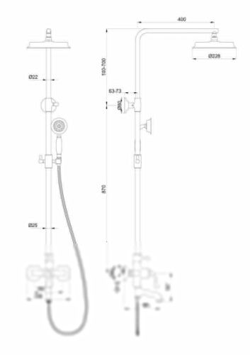 Душевая стойка Wonzon & Woghand Steam WW-88739008-MB настенная цвет черный - фото 2
