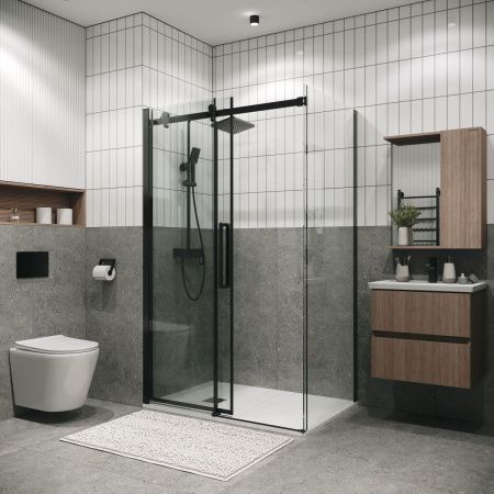 Боковая стенка Grossman Classic 200.K33.04.100.21.00 100х195 стекло прозрачное профиль черный