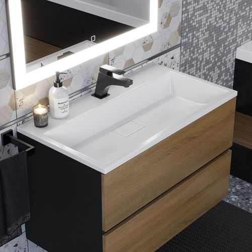 Тумба с раковиной Uperwood Barsa 293020543 80х50 цвет коричневый/черный - фото 5