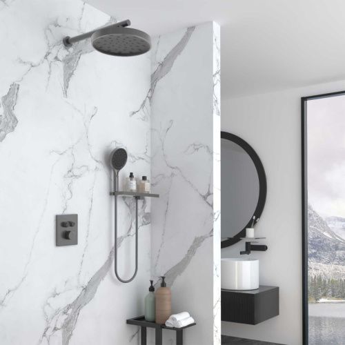 Душевая система Vincea Inspire VSFW-3I21MT2RGM встраиваемая в стену цвет вороненая сталь с термостатом