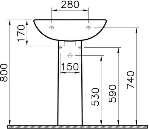 Раковина из сантехнического фарфора Vitra FIT 6894B099-1776 60х40 подвесная цвет белый 1 отверстие под смеситель - фото 3