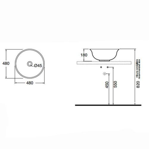 Раковина керамическая Azzurra JUBILAEUM JULA04818000BI/(JUB45/APP bi)*0 50 см накладная цвет белый без отверстий под смеситель - фото 2